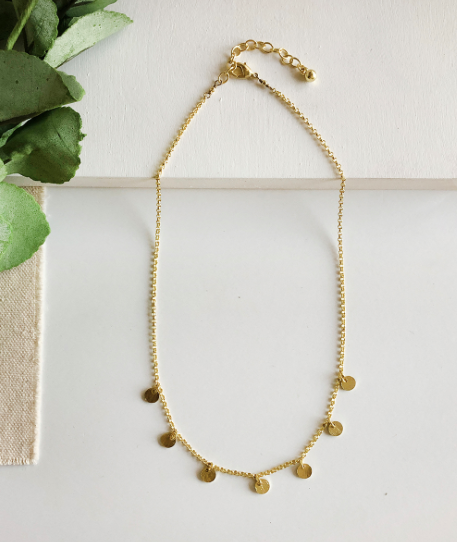 Disc Dangle Necklace gold colour