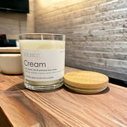 NEW Cream Soy Candle (woodsy, creamy vanilla amber)