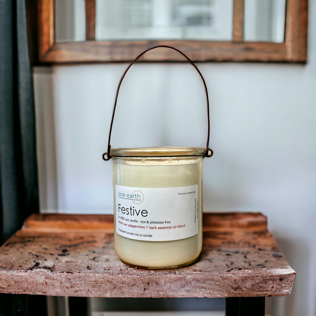 NEW! Classic Collection - Double Wick Lantern Candle (Festive- Peppermint + Vanilla)