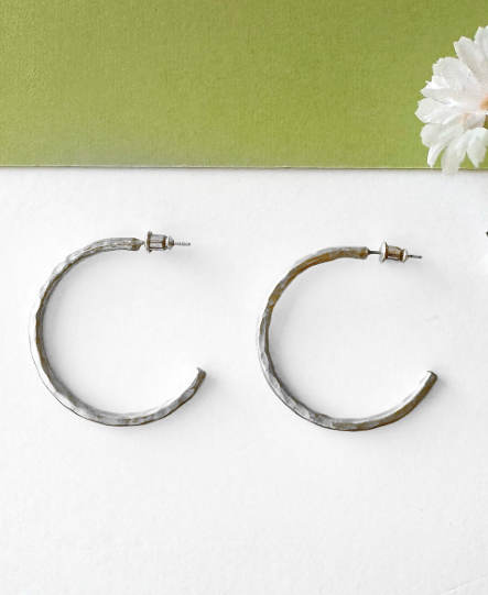 Twig Hoops (Silver Colour)