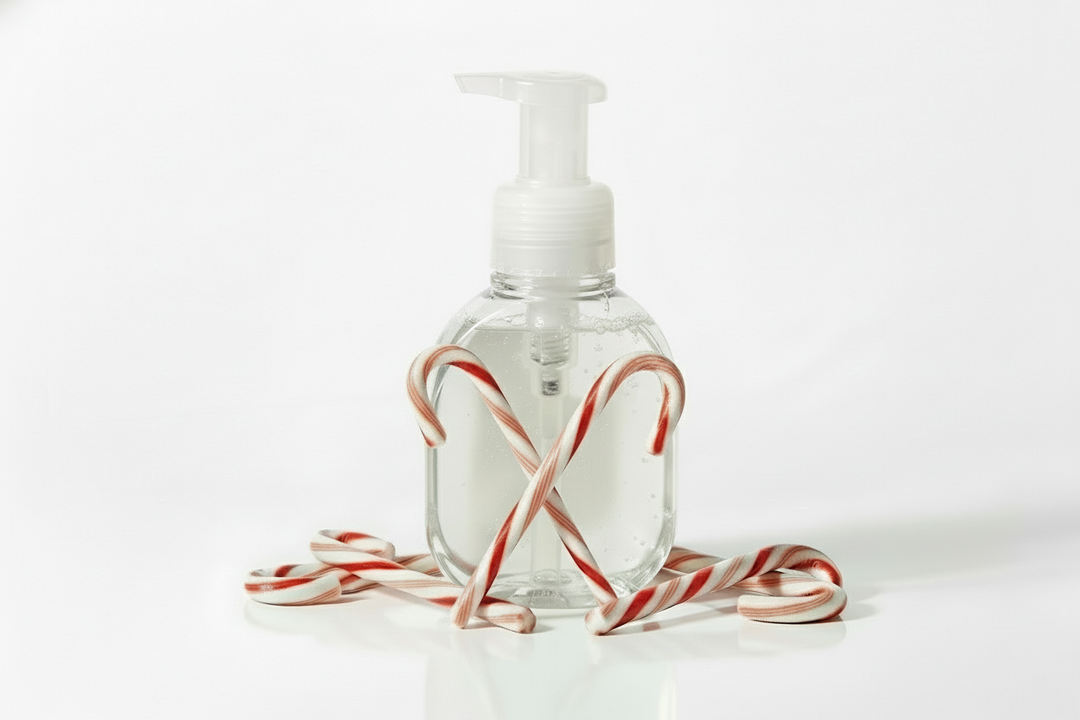 remove the bow and the candy canes on the pump